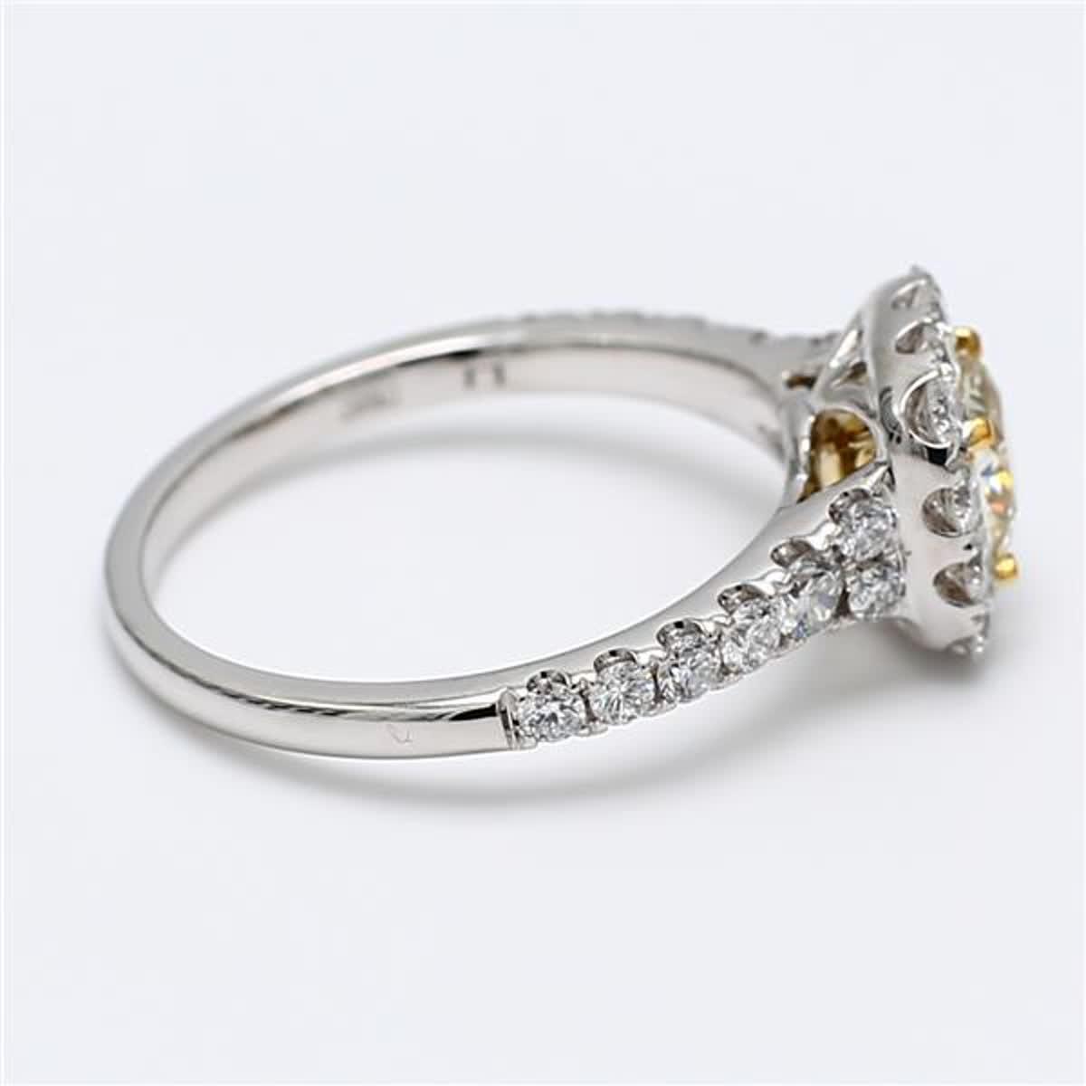 GIA Certified Natural Yellow Cushion and White Diamond 1.59 Carat TW Gold Ring