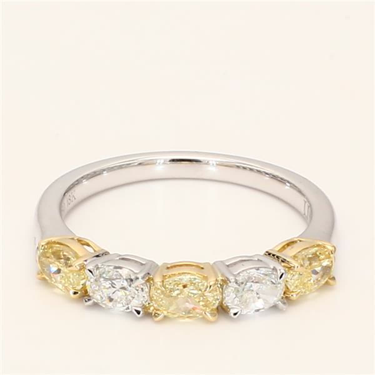 Natural Yellow Oval and White Diamond 1.70 Carat TW Gold Wedding Band