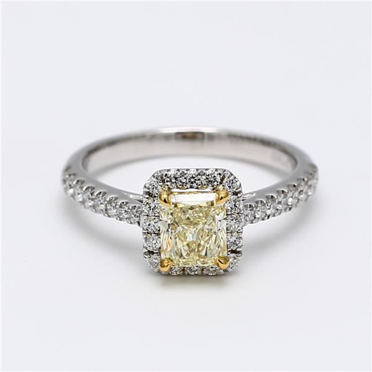 GIA Certified Natural Yellow Radiant and White Diamond 1.33 Carat TW Plat Ring