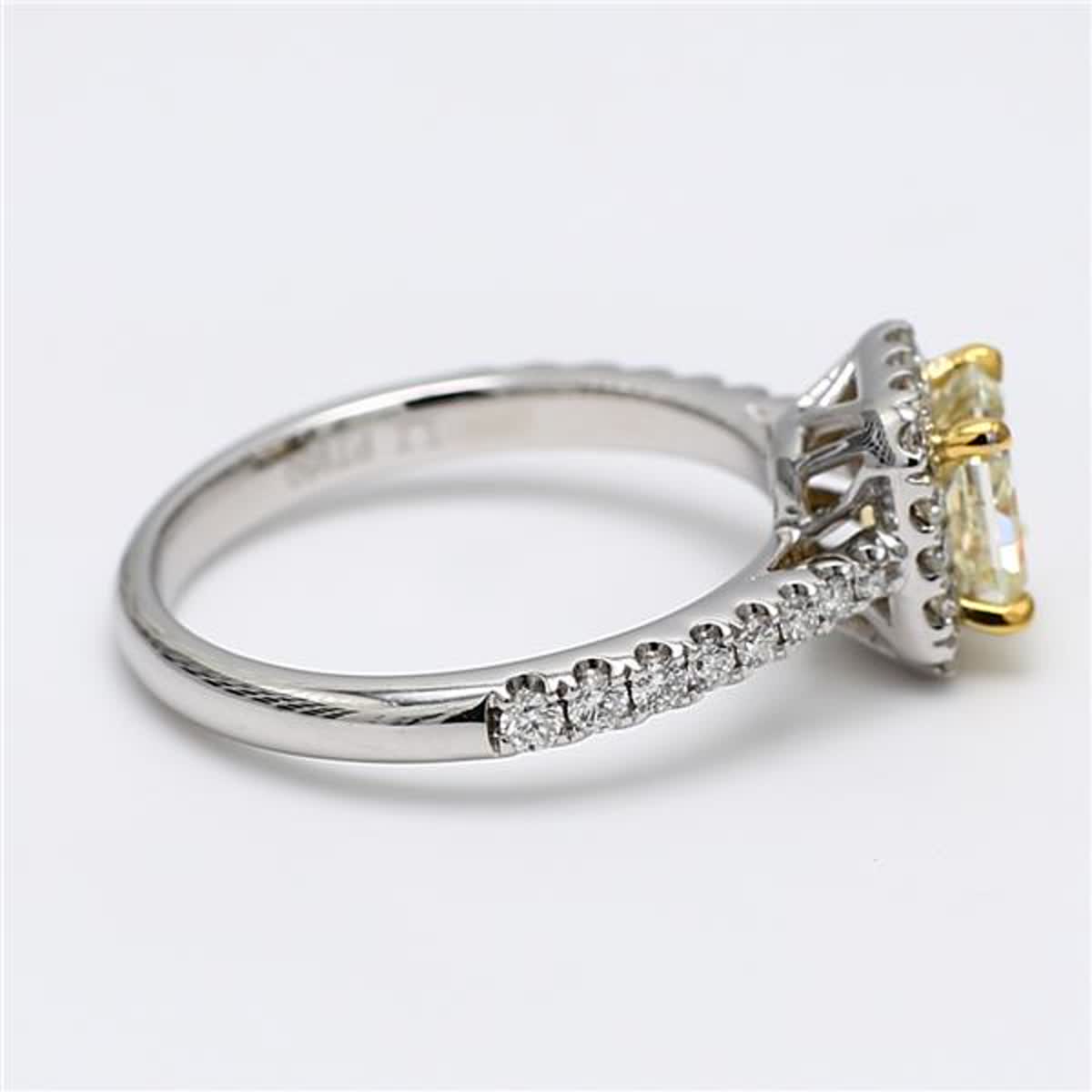 GIA Certified Natural Yellow Radiant and White Diamond 1.33 Carat TW Plat Ring