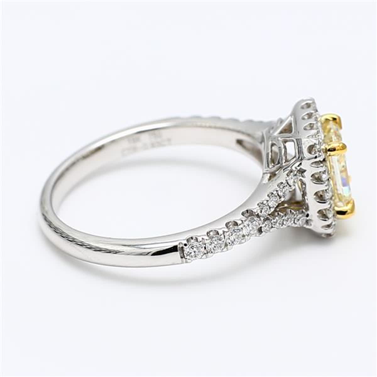 GIA Certified Natural Yellow Radiant and White Diamond 1.41 Carat TW Plat Ring