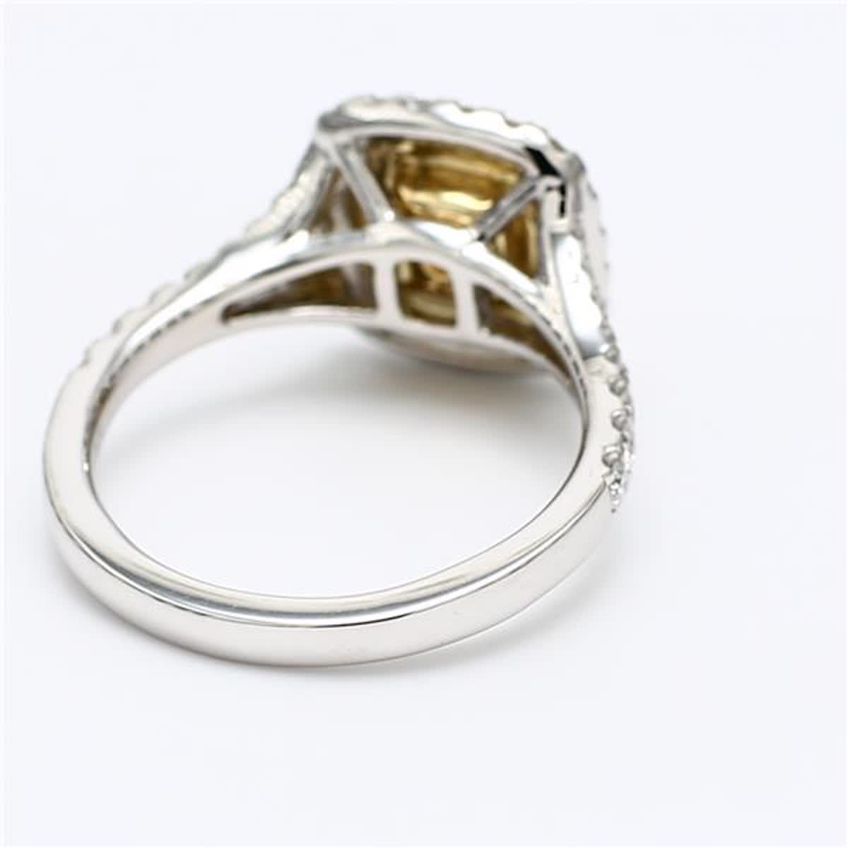 GIA Certified Natural Yellow Cushion and White Diamond 1.51 Carat TW Plat Ring