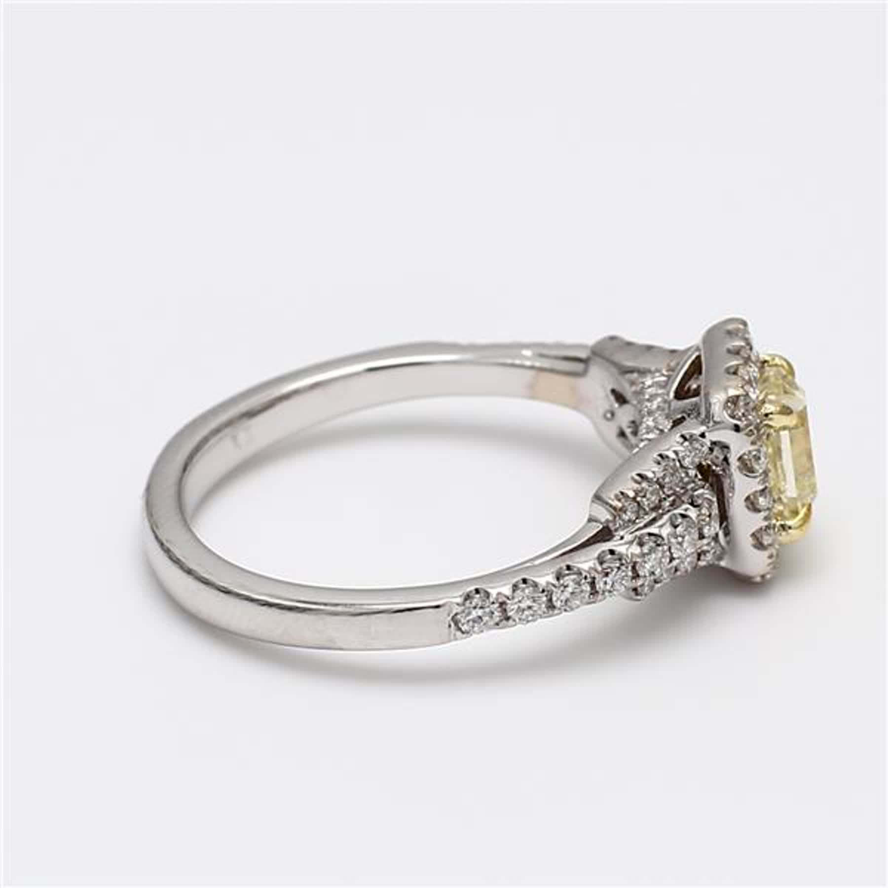 GIA Certified Natural Yellow Radiant and White Diamond 1.22 Carat TW Gold Ring