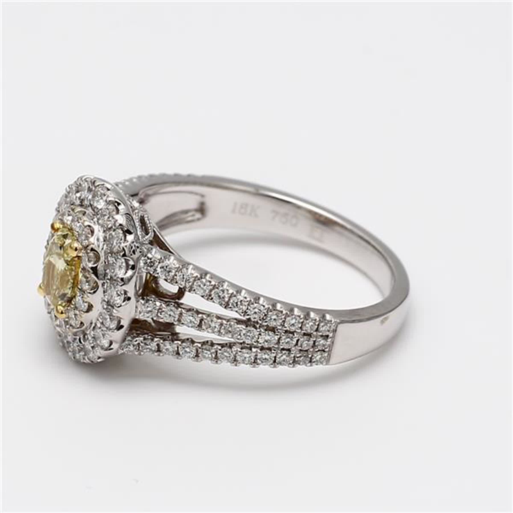 Natural Yellow Oval and White Diamond 1.16 Carat TW Gold Cocktail Ring