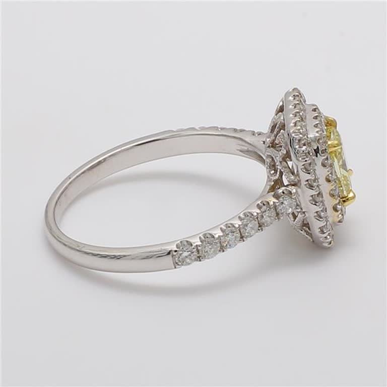GIA Certified Natural Yellow Cushion and White Diamond 1.22 Carat TW Gold Ring