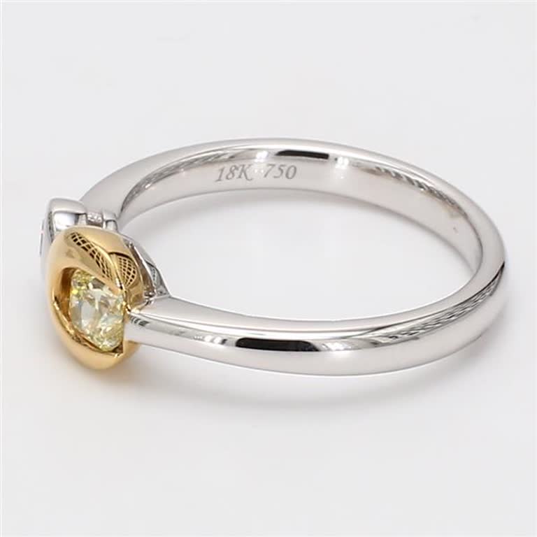Natural Yellow Radiant and White Diamond .36 Carat TW Gold Wedding Band