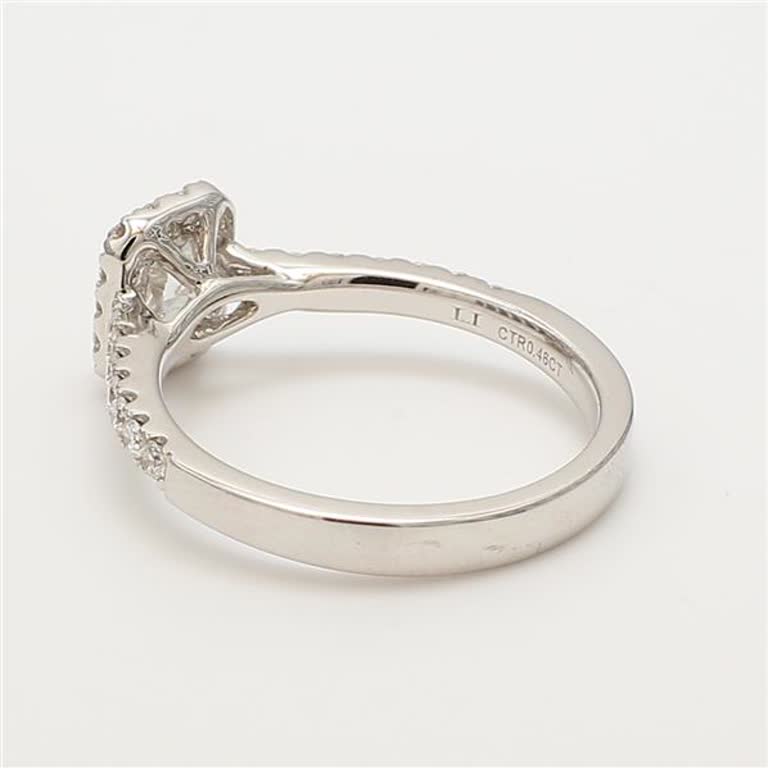 GIA Certified Natural White Cushion Diamond .83 Carat TW White Gold Ring