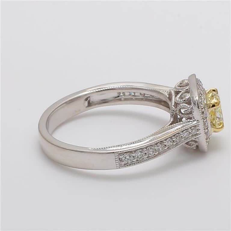 Natural Yellow Cushion and White Diamond .75 Carat TW Gold Cocktail Ring