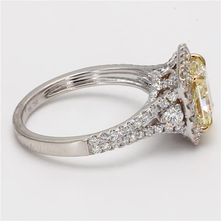 GIA Certified Natural Yellow Radiant and White Diamond 2.55 Carat TW Gold Ring
