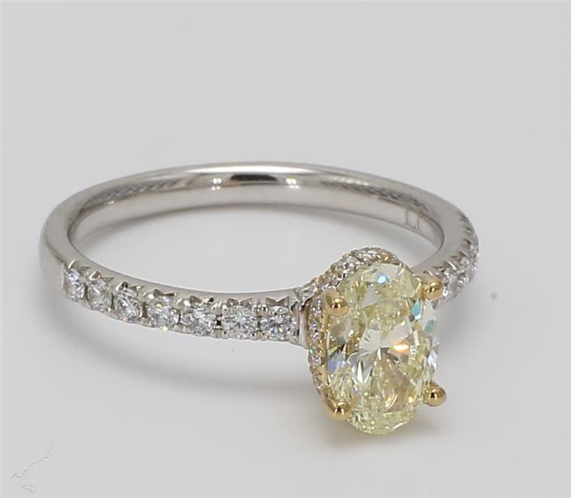 Natural Yellow Oval and White Diamond 1.42 Carat TW Gold Cocktail Ring