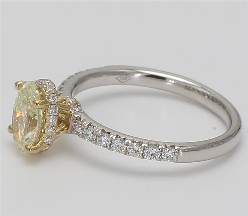 Natural Yellow Oval and White Diamond 1.42 Carat TW Gold Cocktail Ring