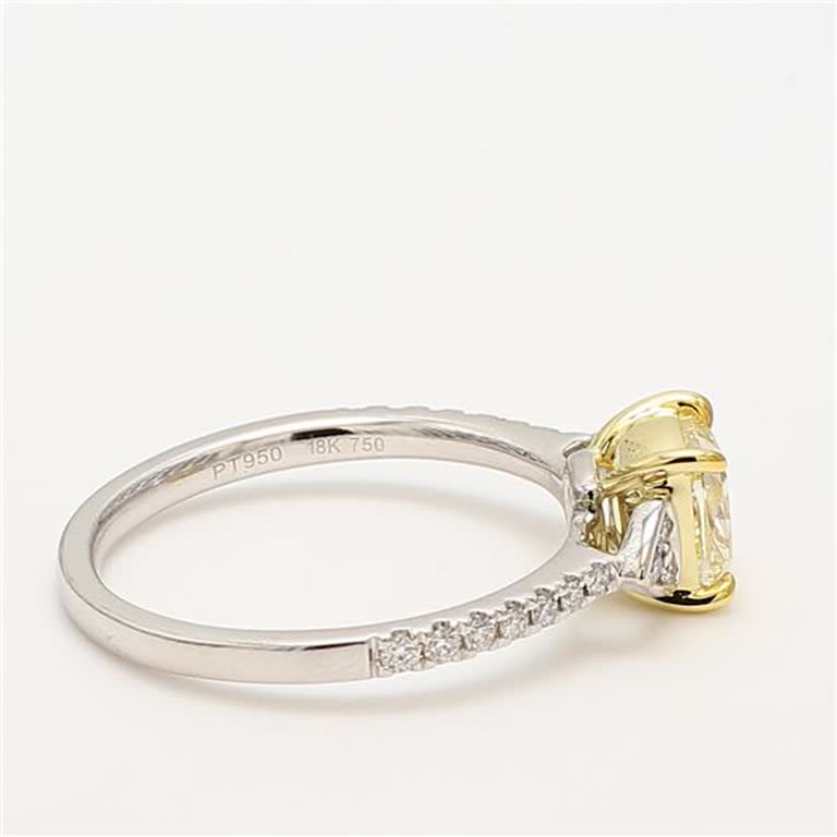 GIA Certified Natural Yellow Cushion and White Diamond 1.28 Carat TW Plat Ring
