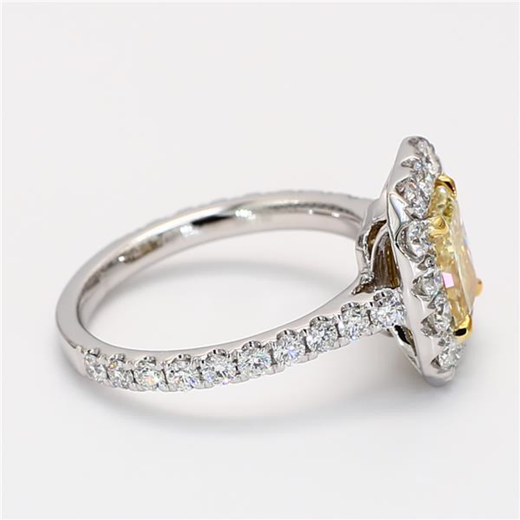 GIA Certified Natural Yellow Radiant and White Diamond 2.73 Carat TW Plat Ring