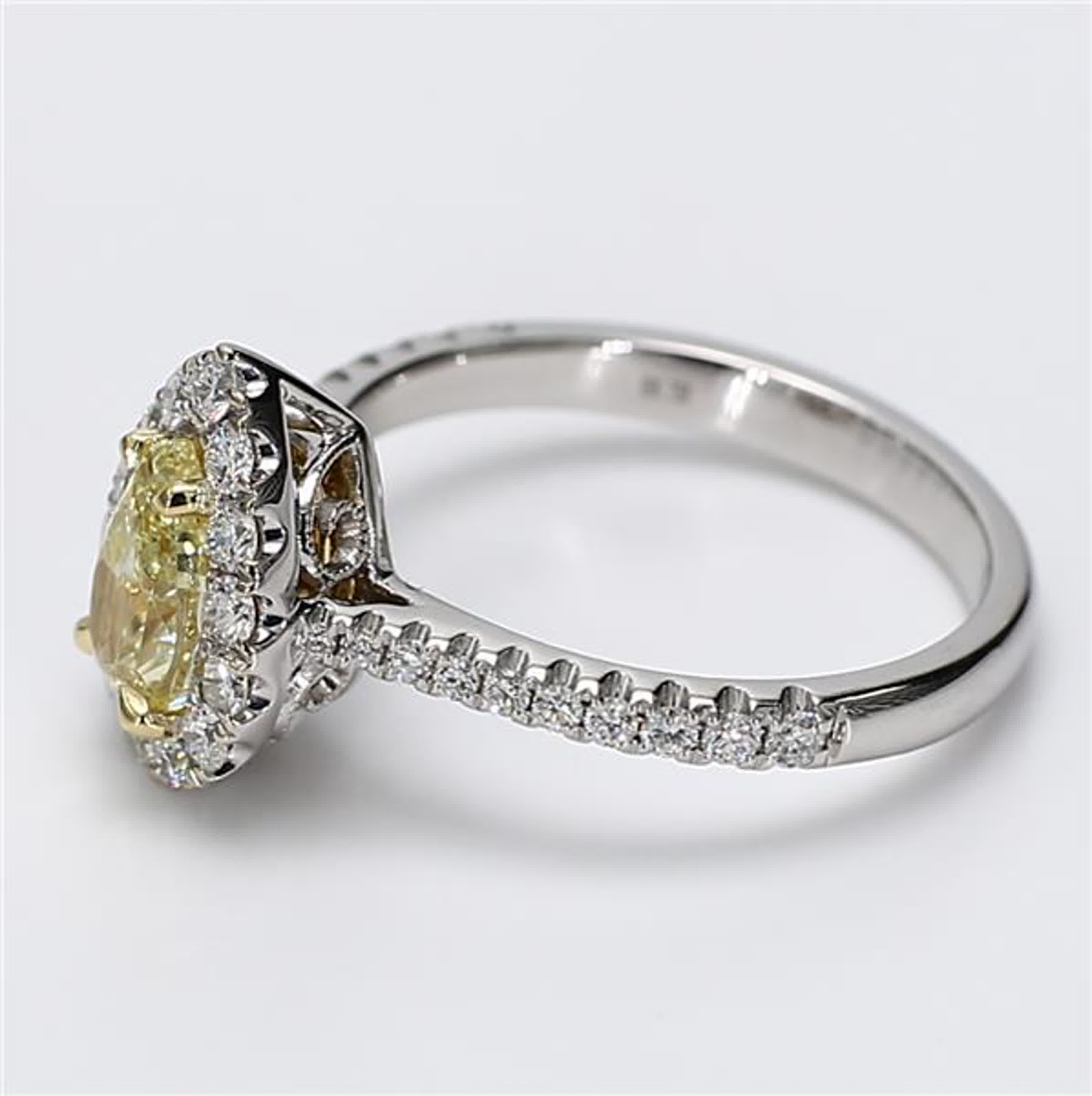 GIA Certified Natural Yellow Pear and White Diamond 1.50 Carat TW Gold Ring