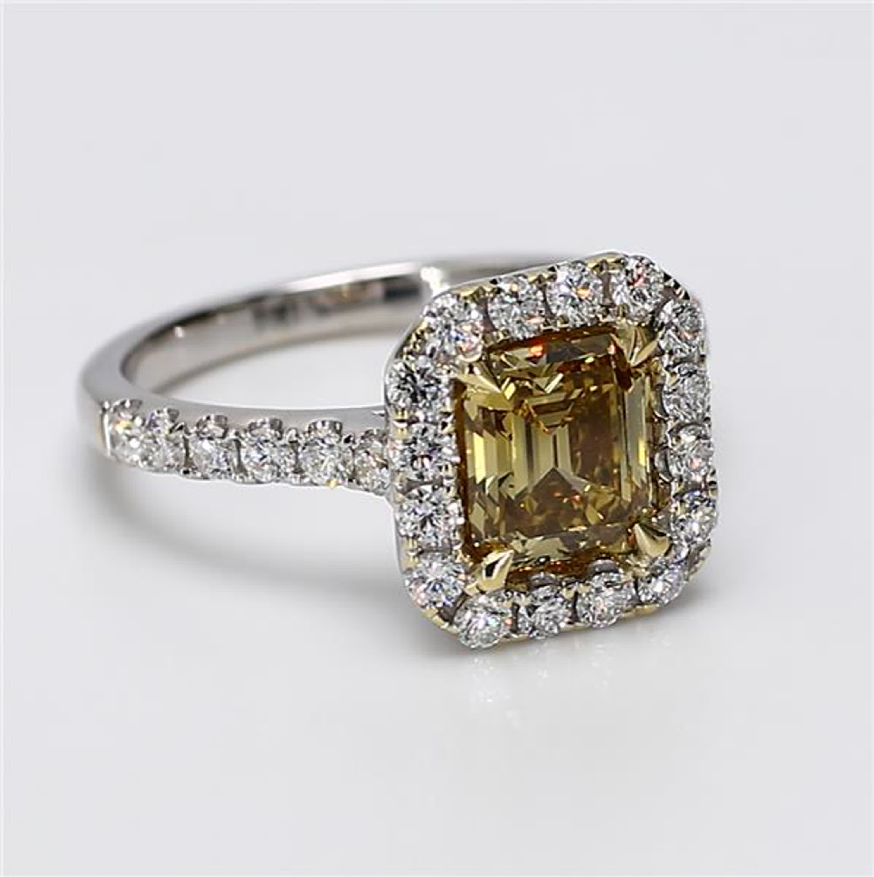 GIA Certified Natural Yellow Emerald Cut Diamond 2.37 Carat TW Gold Ring