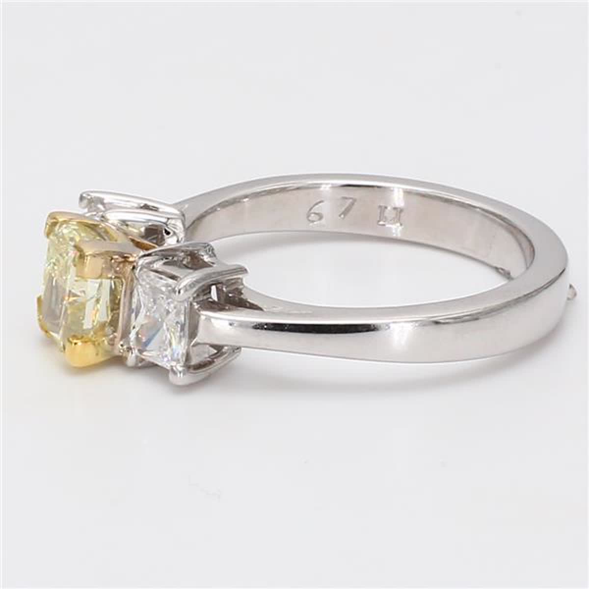 Natural Yellow Cushion and White Diamond 1.83 Carat TW Gold Cocktail Ring