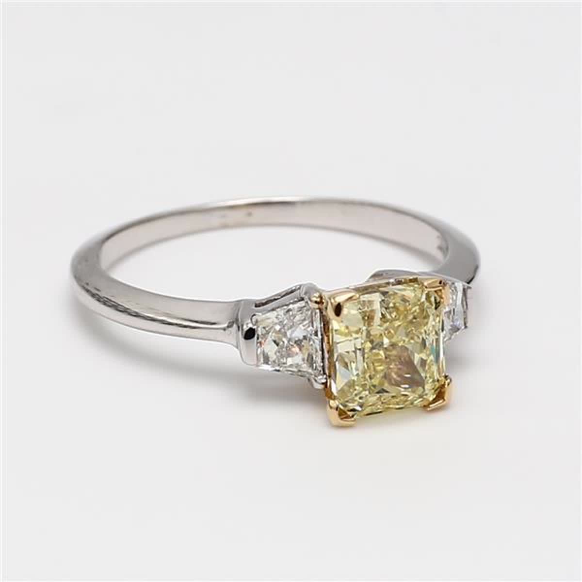 GIA Certified Natural Yellow Radiant and White Diamond 2.02 Carat TW Gold Ring