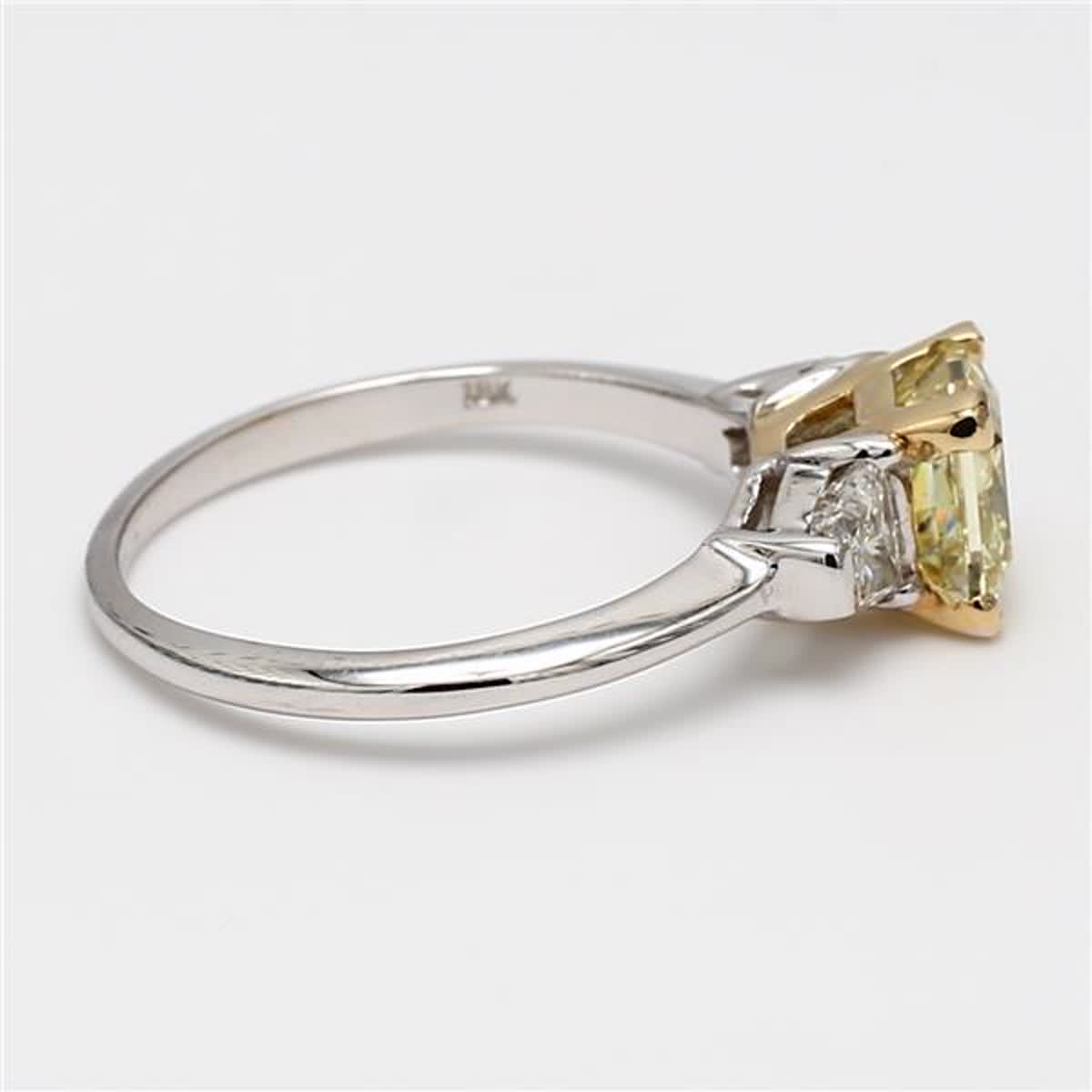 GIA Certified Natural Yellow Radiant and White Diamond 2.02 Carat TW Gold Ring