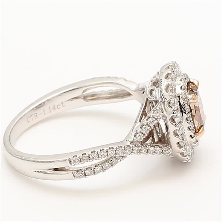 Natural Brown Oval and White Diamond 1.69 Carat TW Gold Cocktail Ring