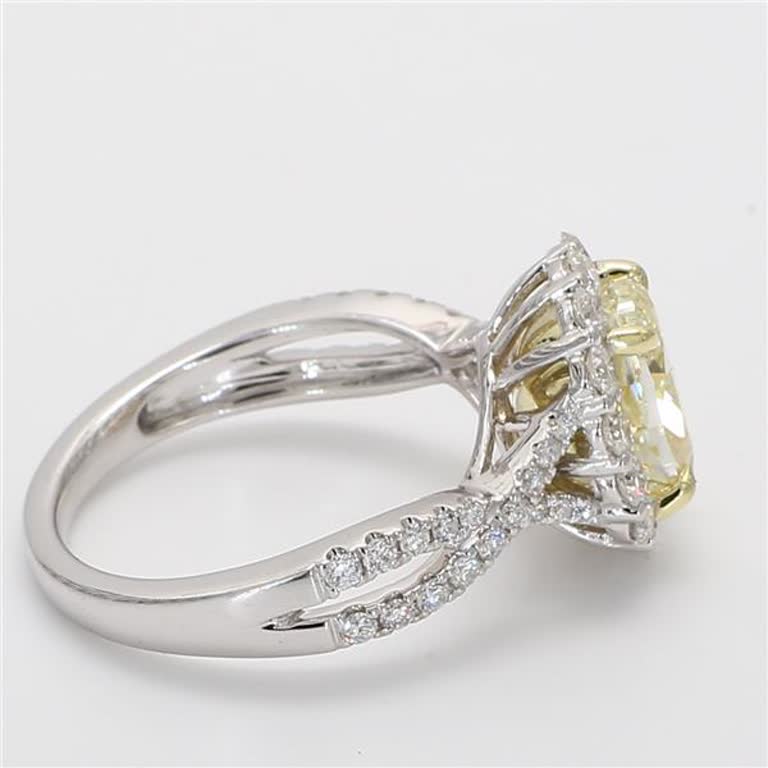 GIA Certified Natural Yellow Oval and White Diamond 2.93 Carat TW Gold Ring
