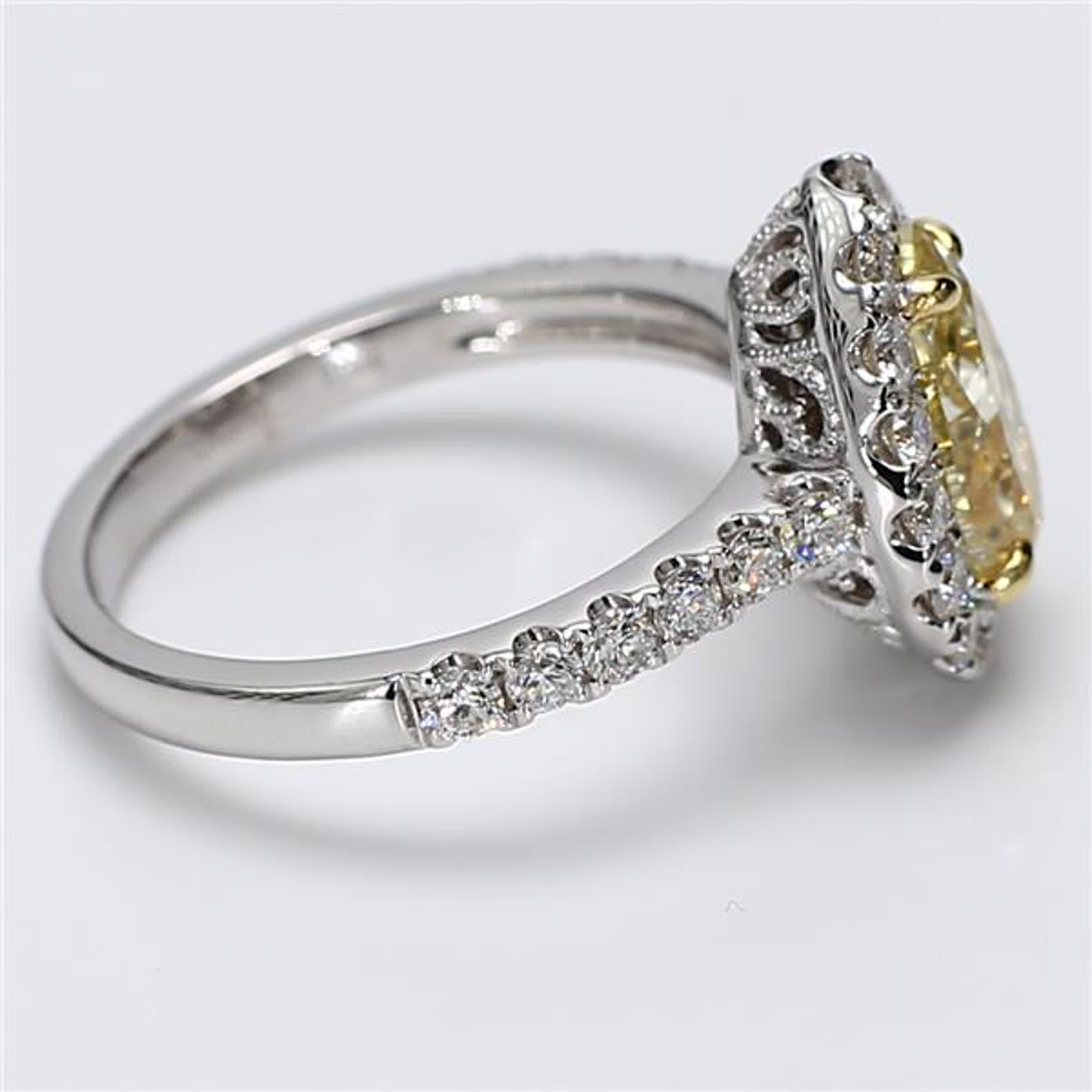 GIA Certified Natural Yellow Pear and White Diamond 2.86 Carat TW Gold Ring
