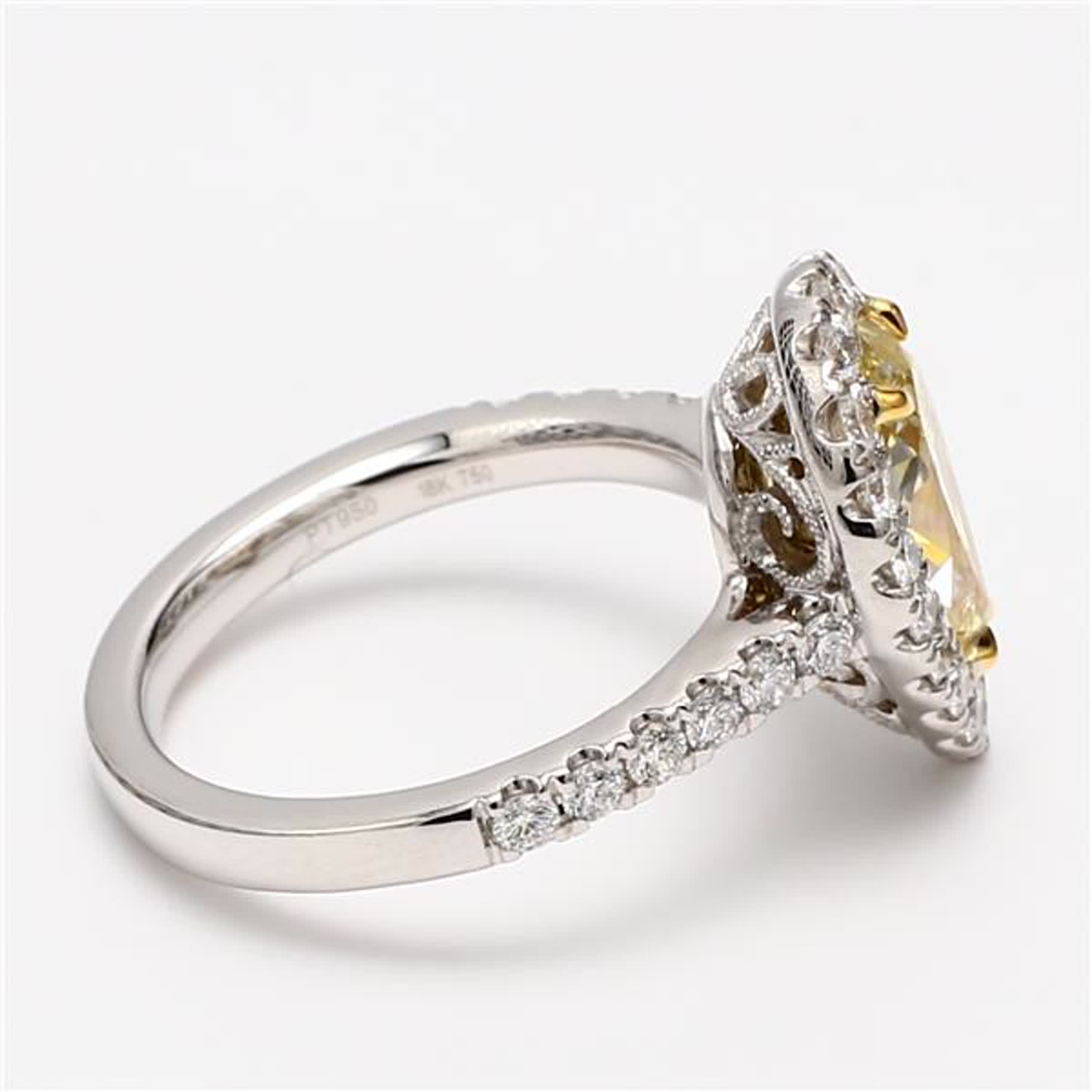 GIA Certified Natural Yellow Pear and White Diamond 2.77 Carat TW Platinum Ring