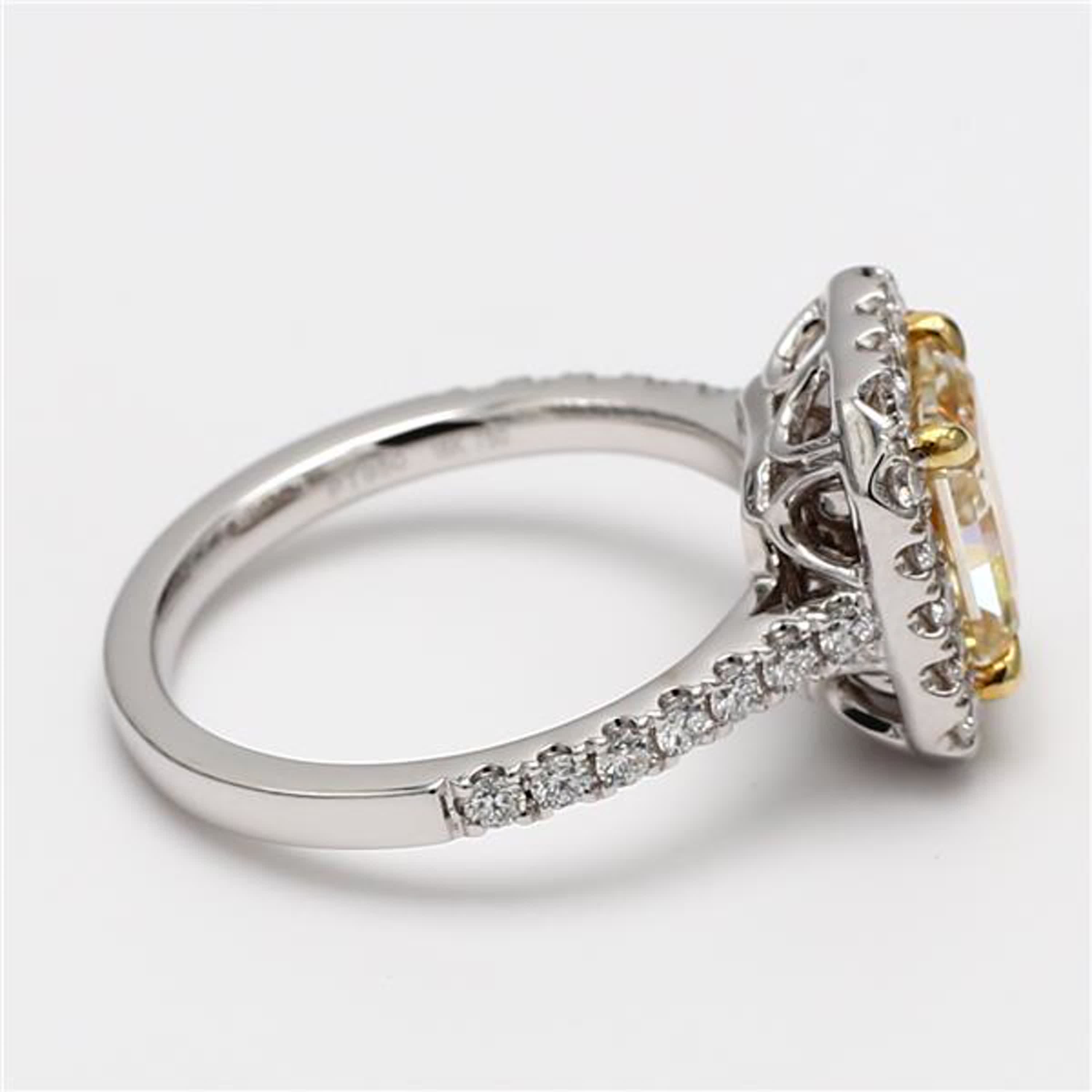 GIA Certified Natural Yellow Radiant and White Diamond 2.96 Carat TW Plat Ring