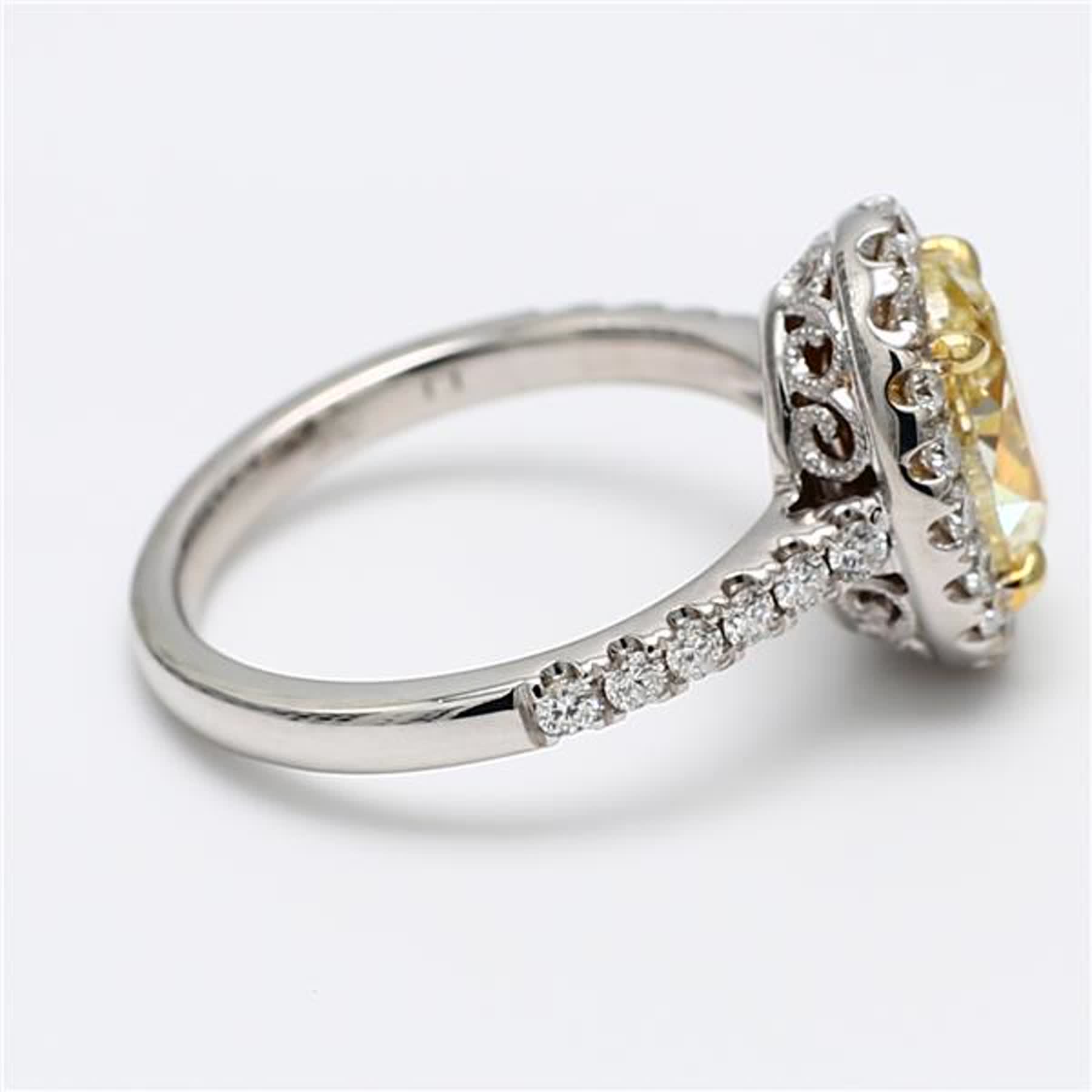 GIA Certified Natural Yellow Oval and White Diamond 3.11 Carat TW Platinum Ring