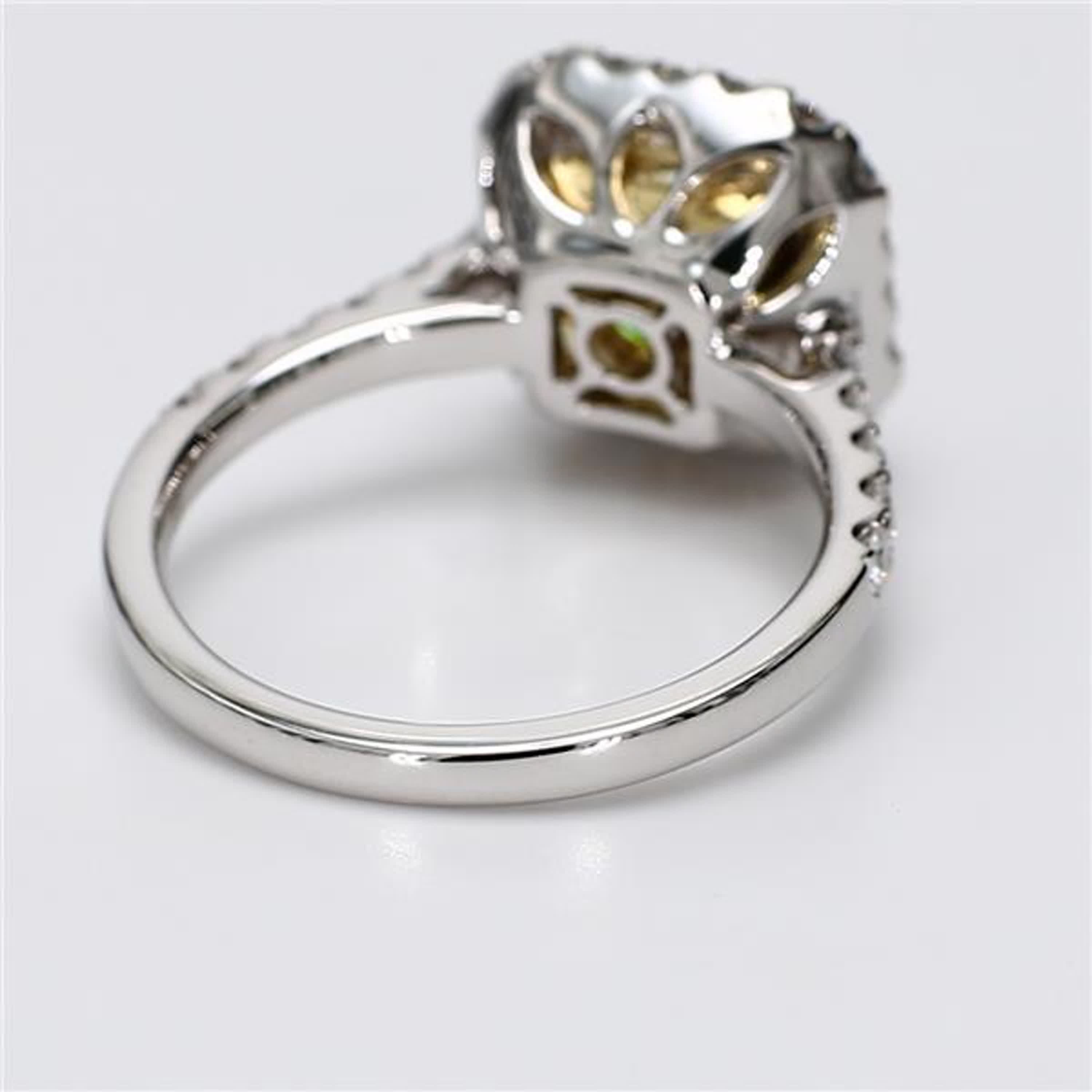 GIA Certified Natural Yellow Radiant and White Diamond 2.65 Carat TW Gold Ring
