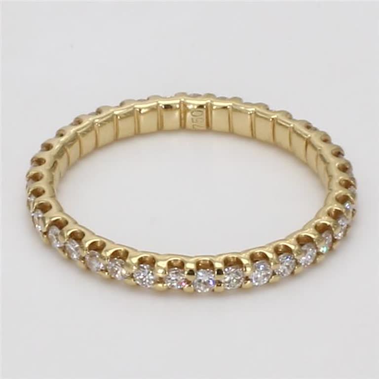 Natural White Round Diamond .55 Carat TW Yellow Gold Eternity Band