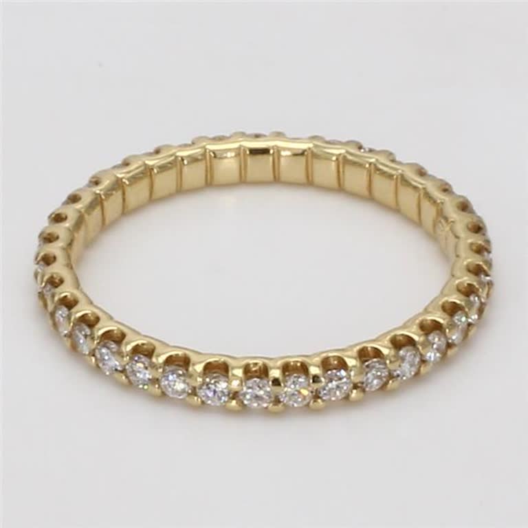 Natural White Round Diamond .55 Carat TW Yellow Gold Eternity Band