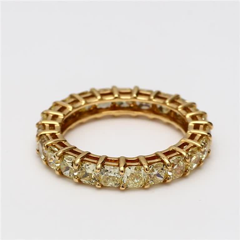 Natural Yellow Radiant Diamond 2.88 Carat TW Yellow Gold Eternity Band