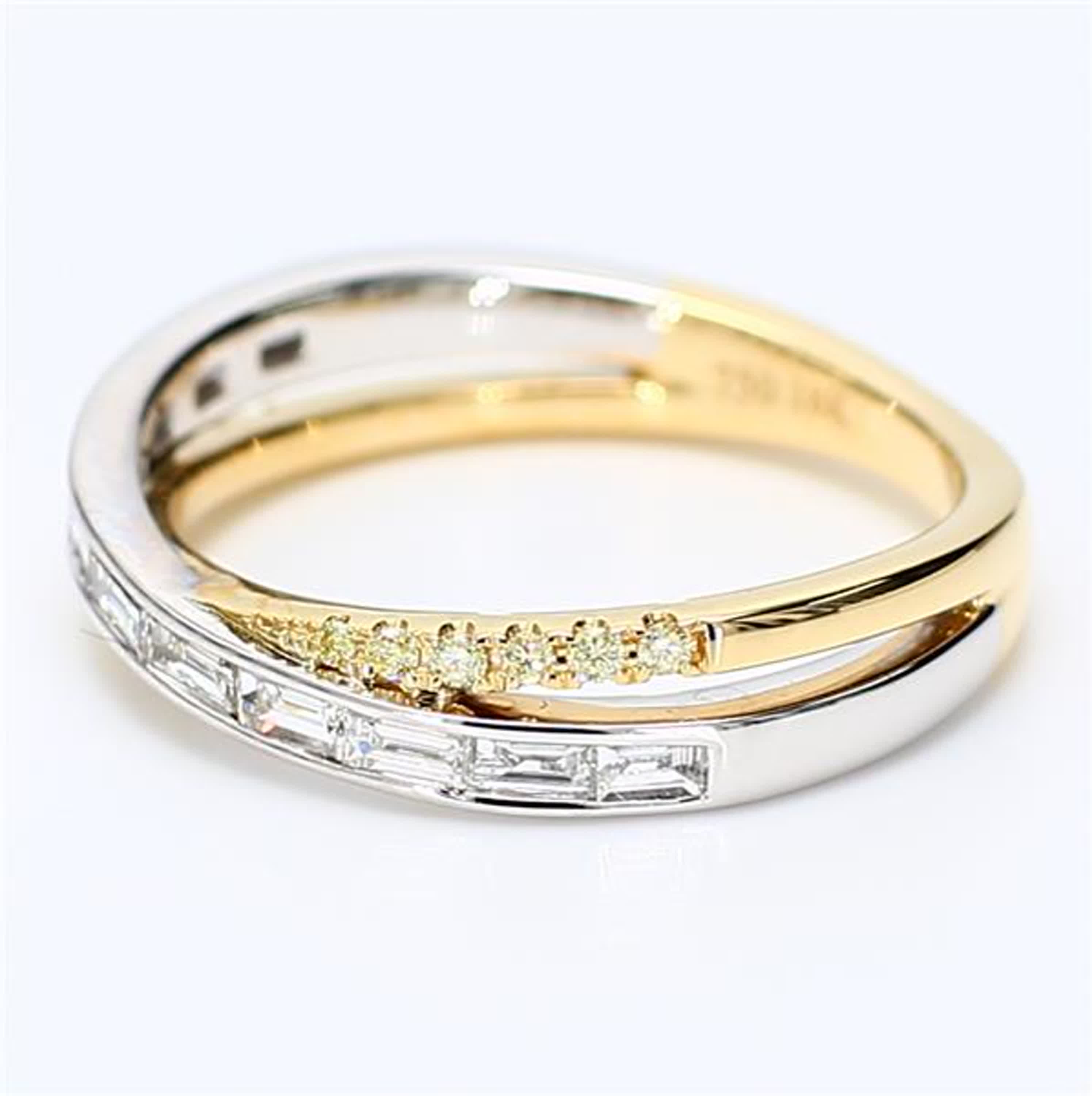 Natural White Baguette and Yellow Diamond .48 Carat TW Gold Wedding Band