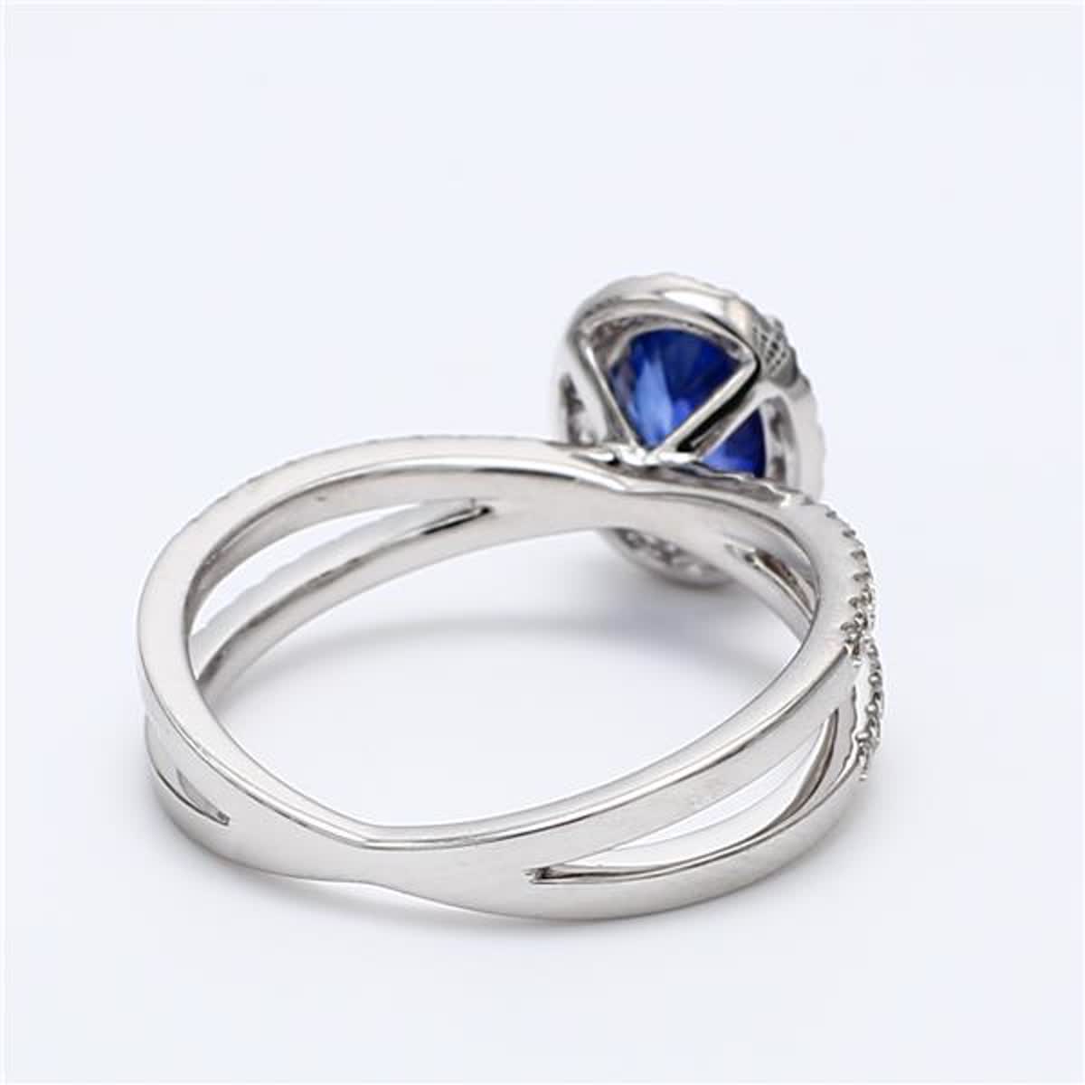 Oval Blue Sapphire and White Diamond Cocktail Ring JRC147GX