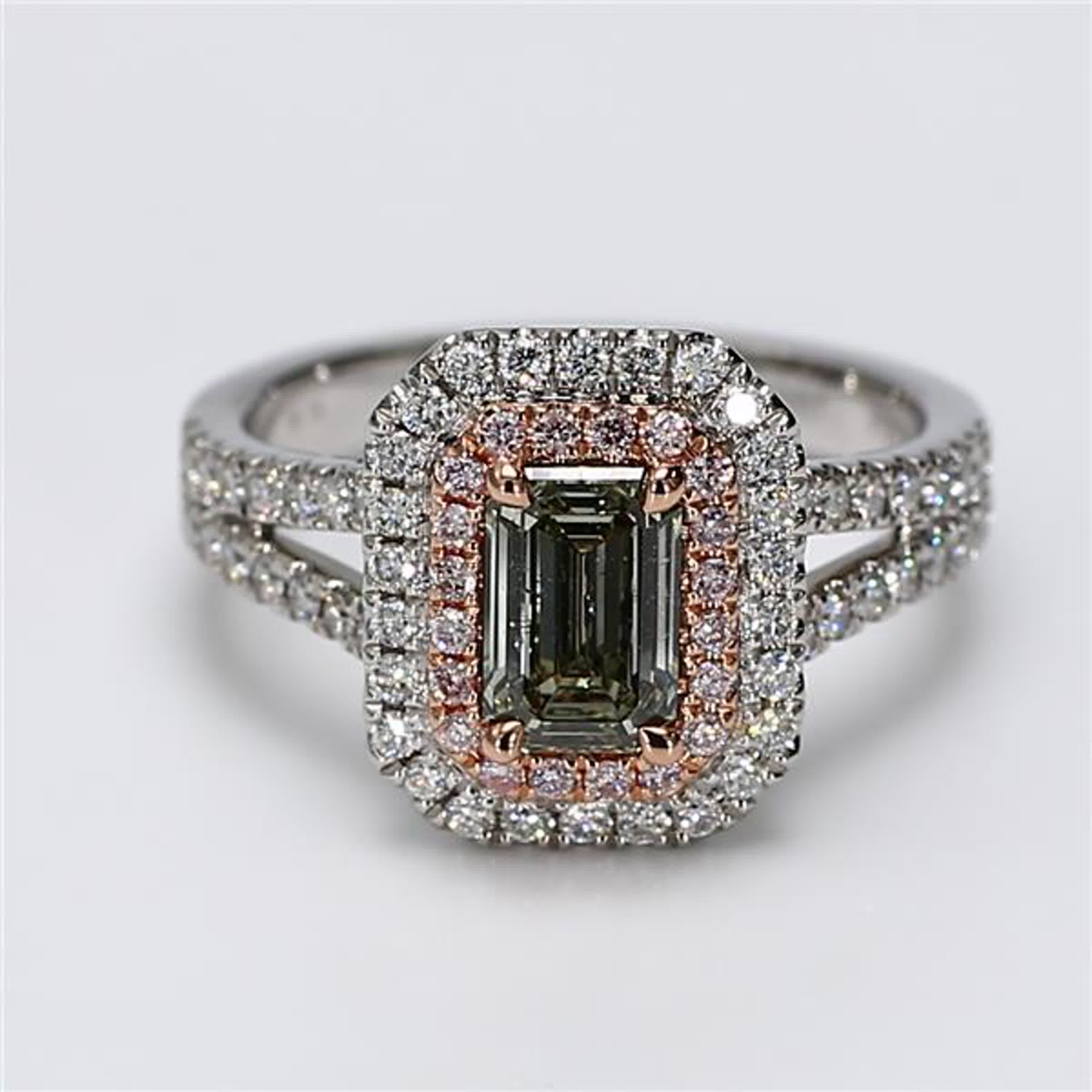 GIA Certified Green Emerald Cut Diamond 1.59 Carat TW Platinum Cocktail Ring