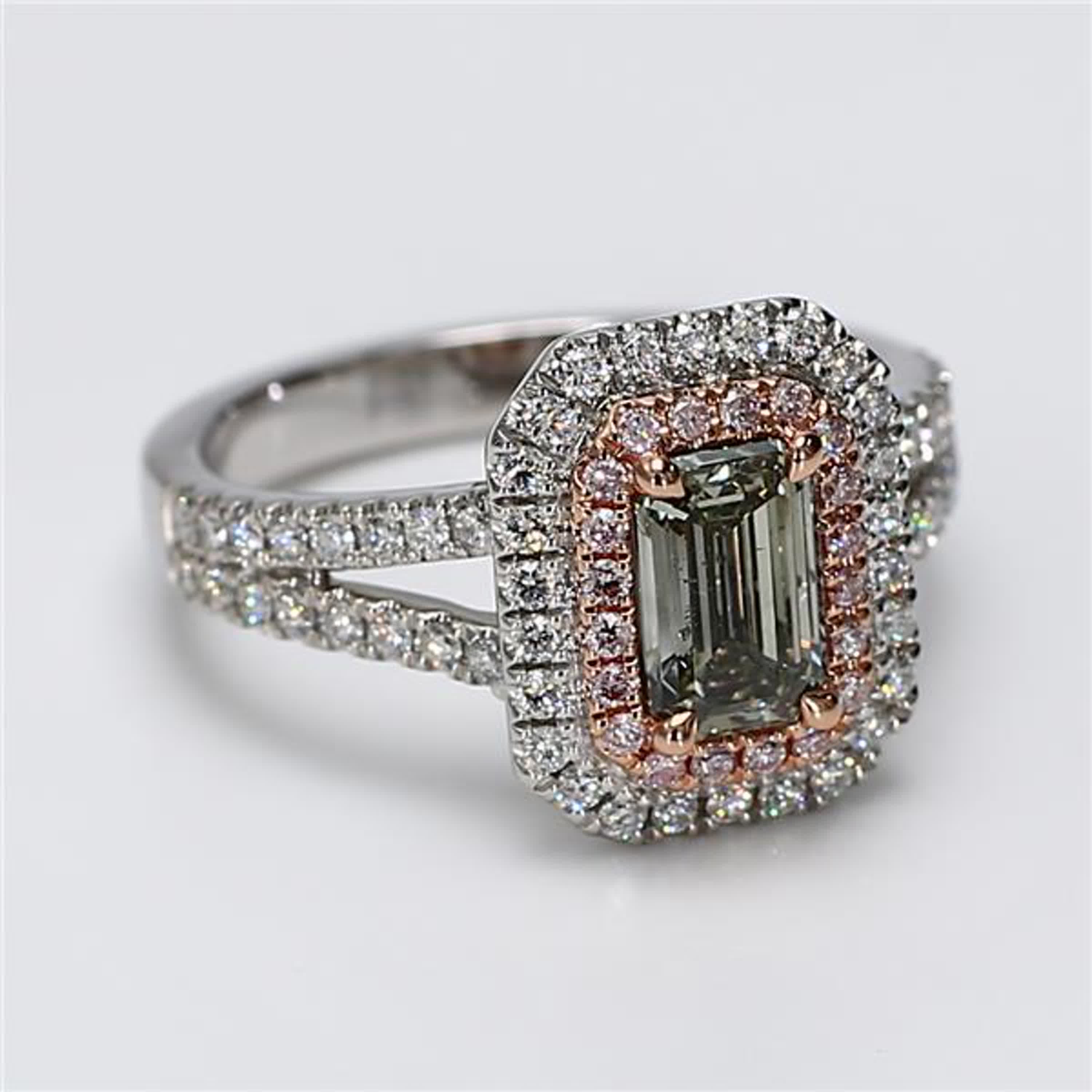 GIA Certified Green Emerald Cut Diamond 1.59 Carat TW Platinum Cocktail Ring