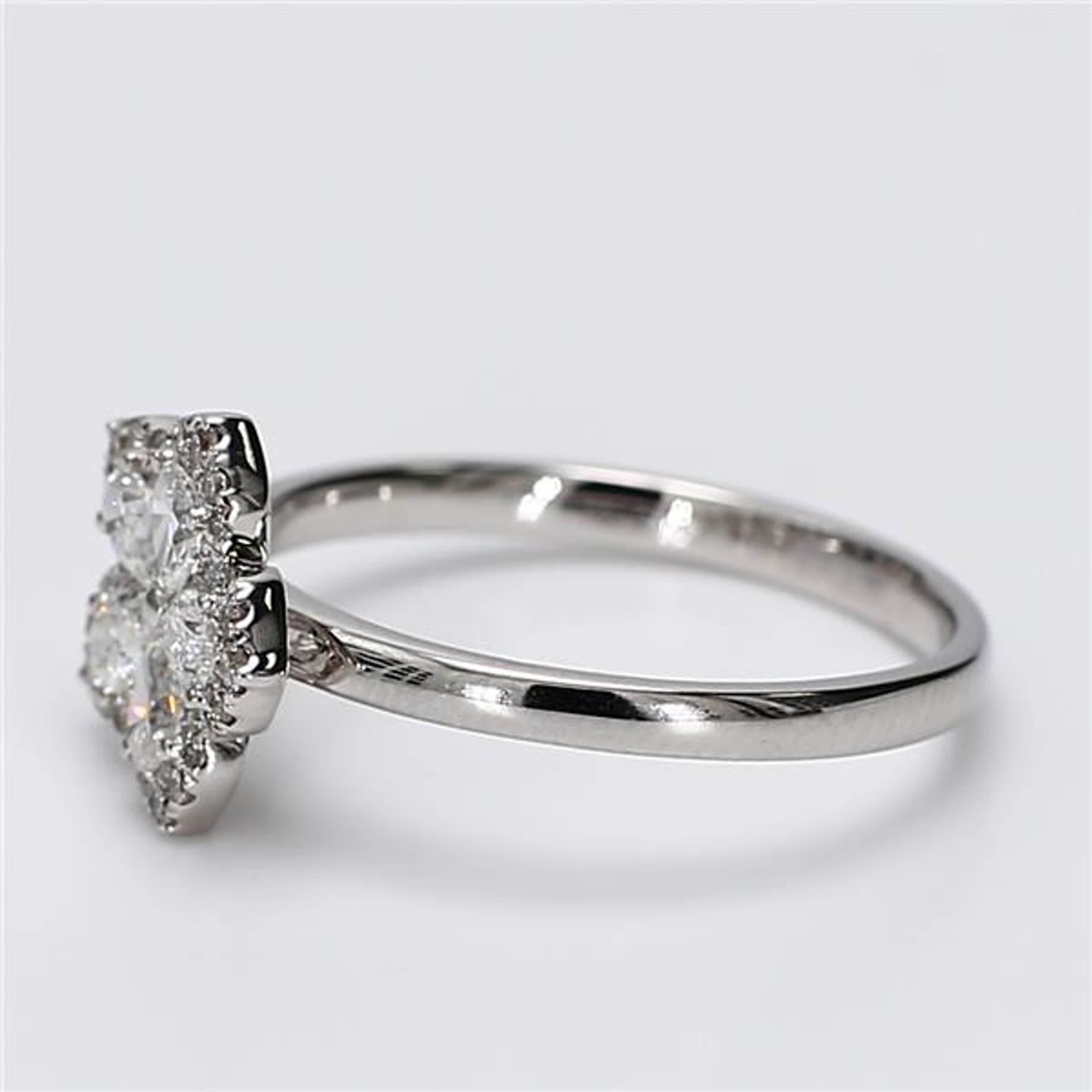 Natural White Pear and Round Diamond .52 Carat TW White Gold Fashion Ring