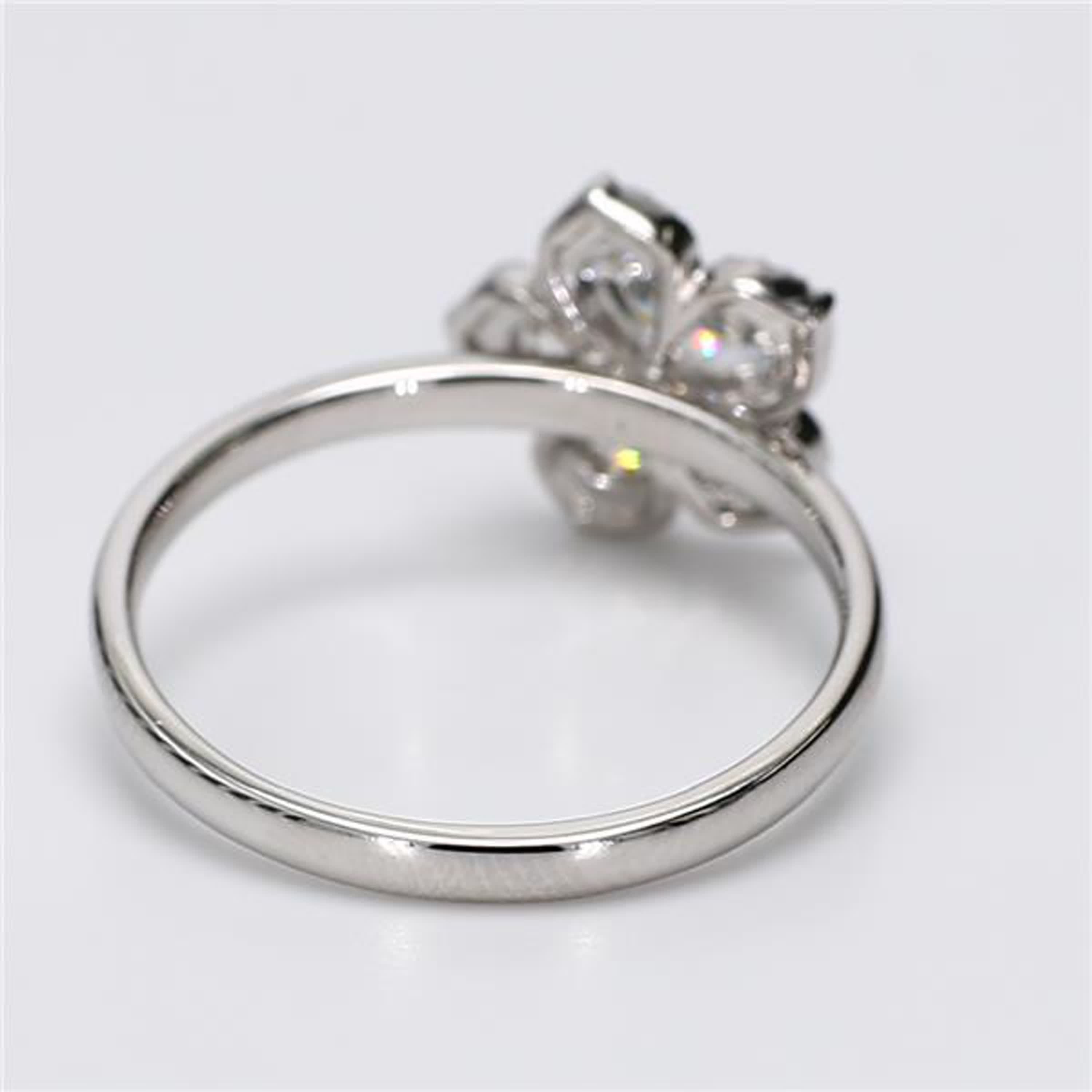 Natural White Pear and Round Diamond .52 Carat TW White Gold Fashion Ring