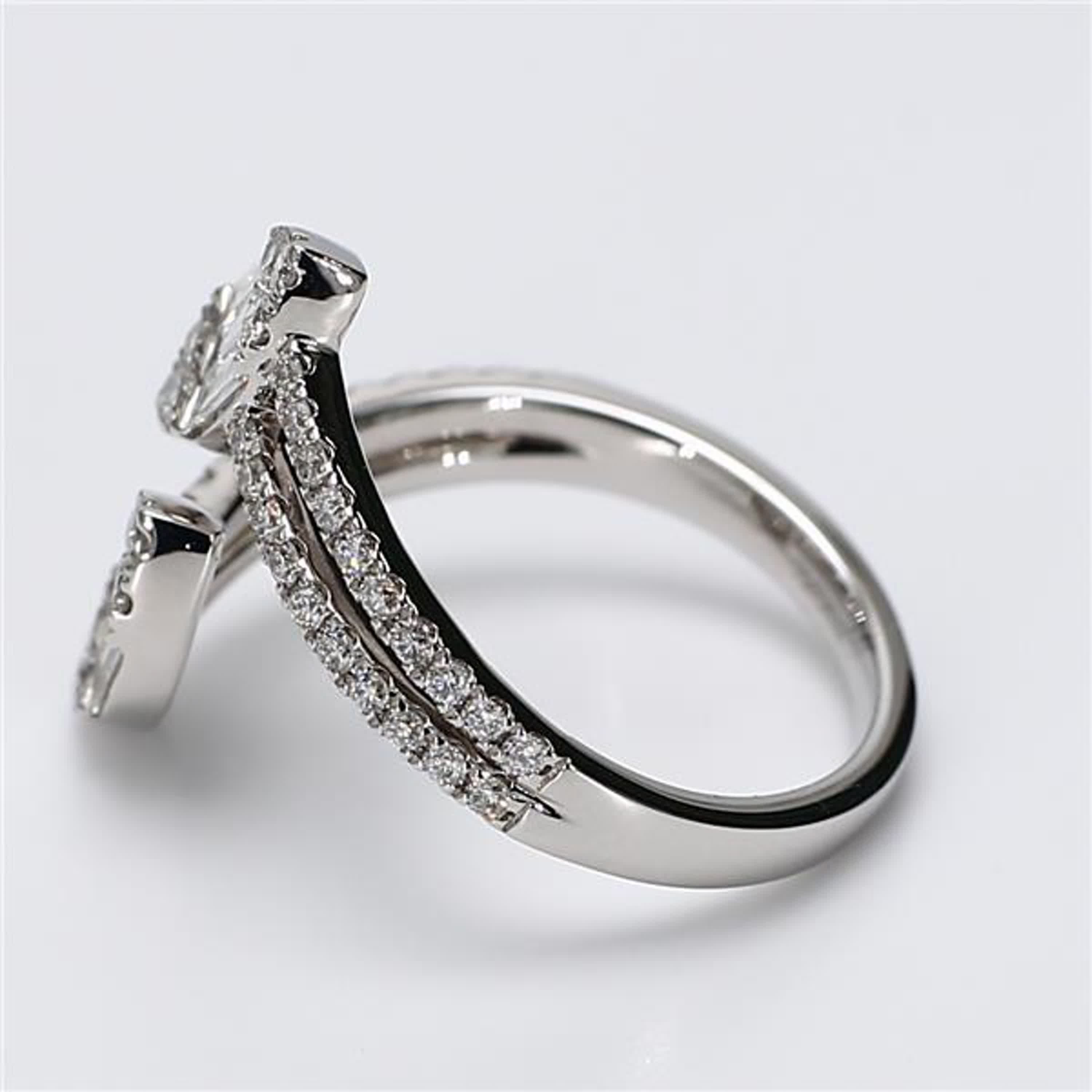 Natural White Baguette and Round Diamond .88 Carat TW White Gold Fashion Ring