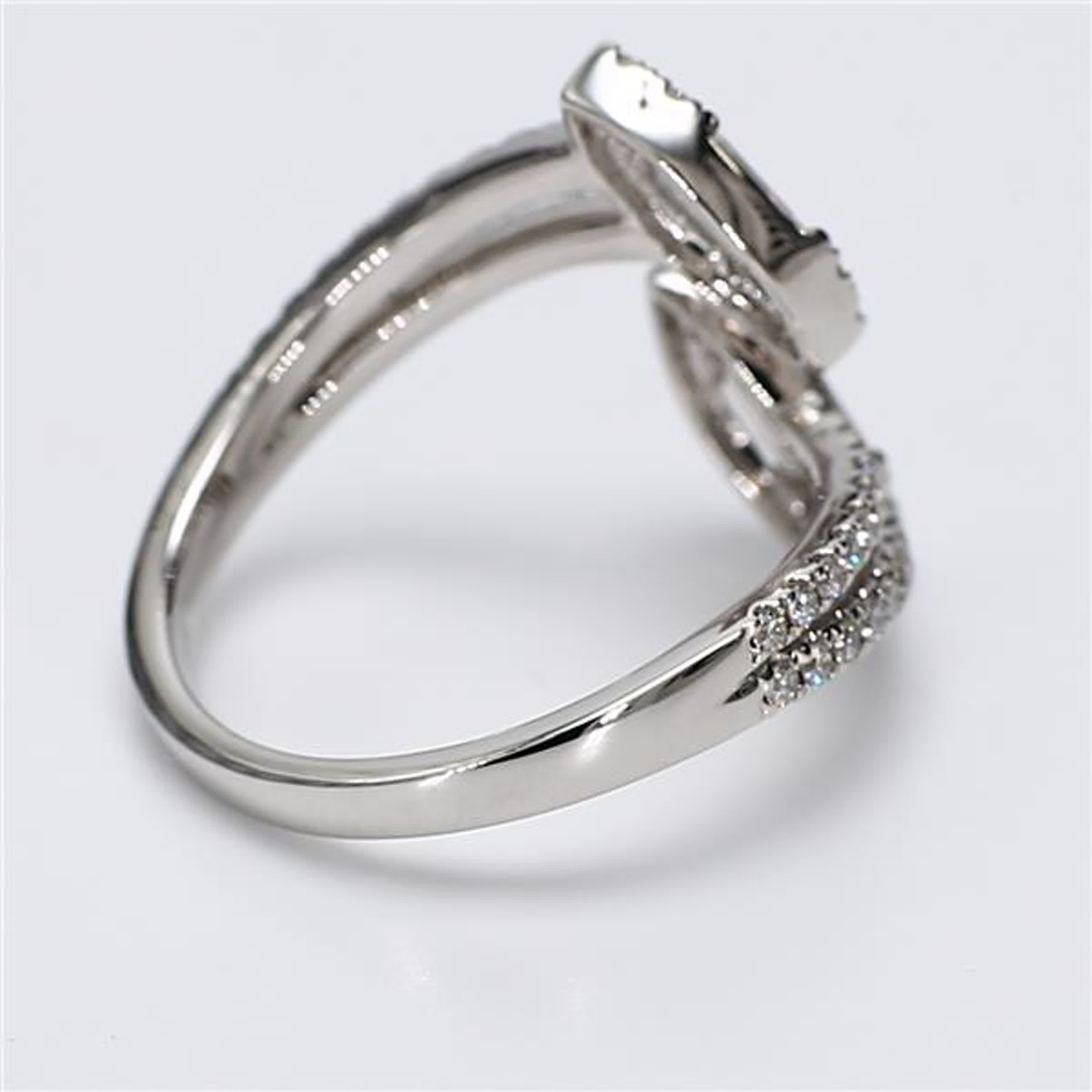 Natural White Baguette and Round Diamond .88 Carat TW White Gold Fashion Ring