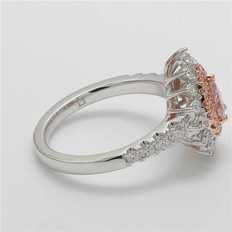 GIA Certified Natural Pink Pear and White Diamond 1.19 Carat TW Platinum Ring