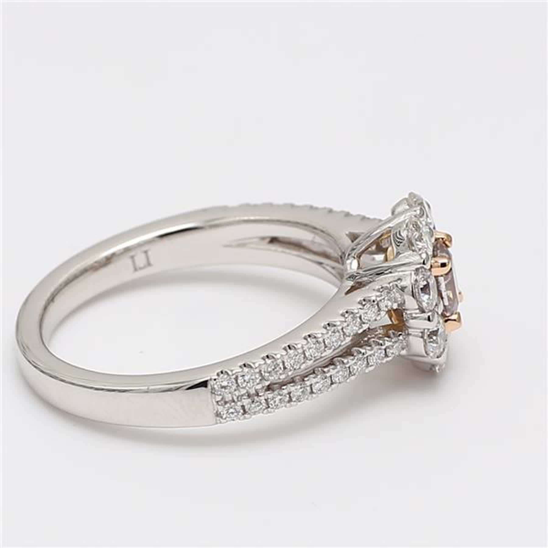 GIA Certified Natural Pink Radiant and White Diamond 1.21 Carat TW Plat Ring