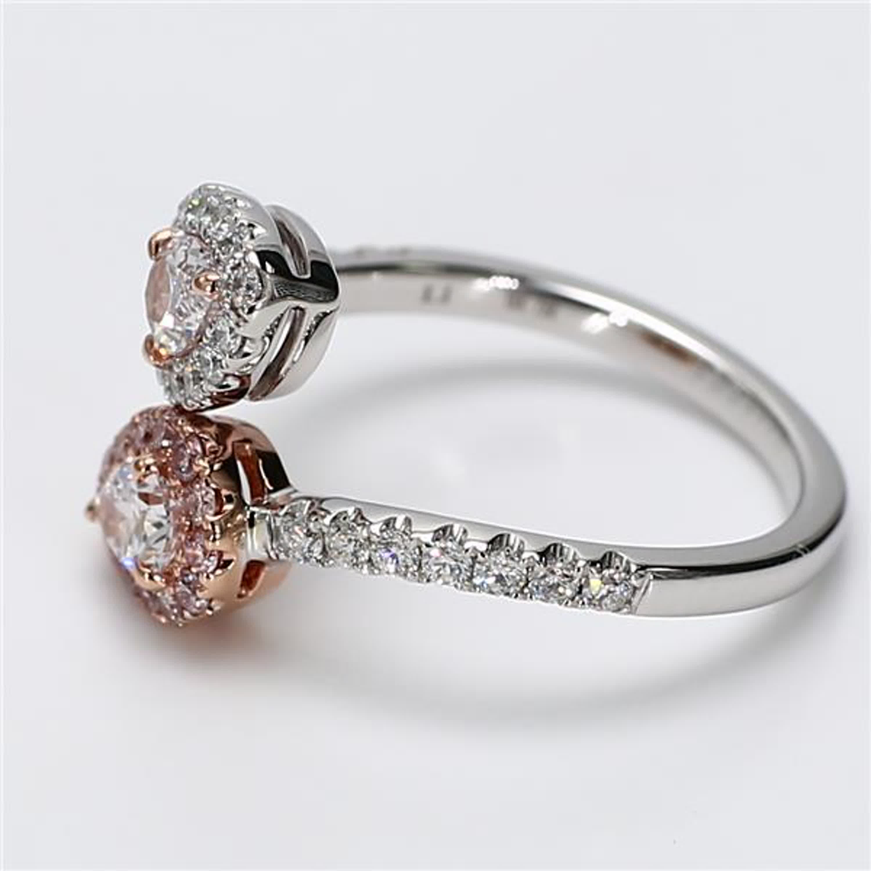 GIA Certified Natural Pink Pear and White Diamond 1.12 Carat TW Rose Gold Ring