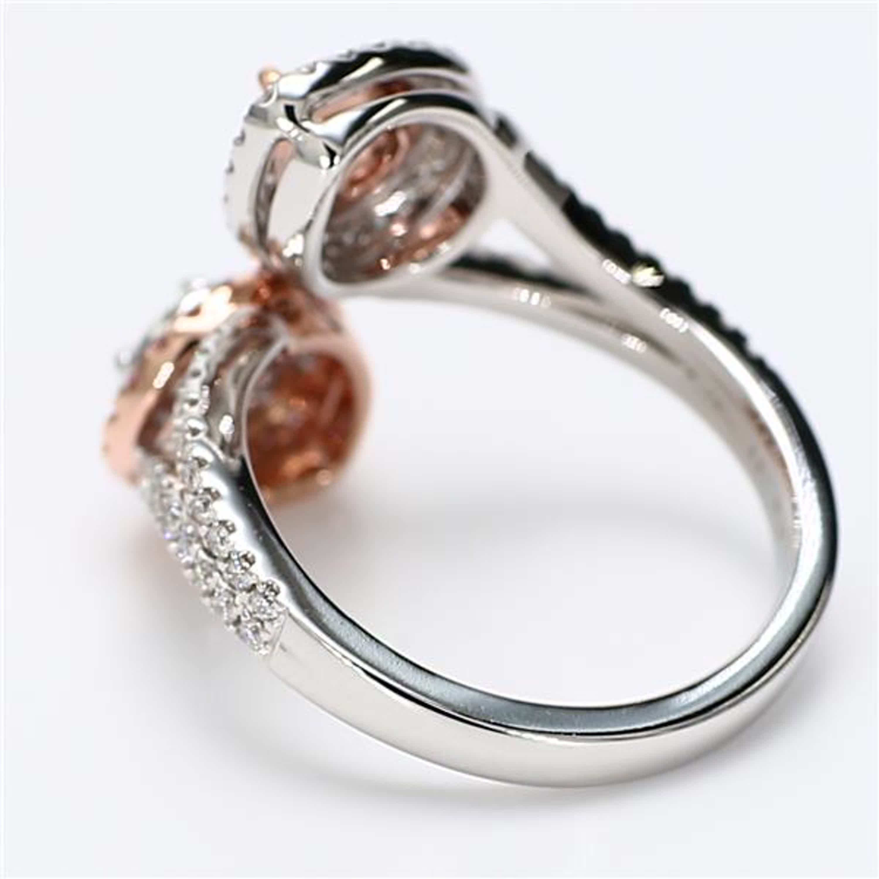 GIA Certified Natural Pink Pear and White Diamond 1.09 Carat TW Rose Gold Ring