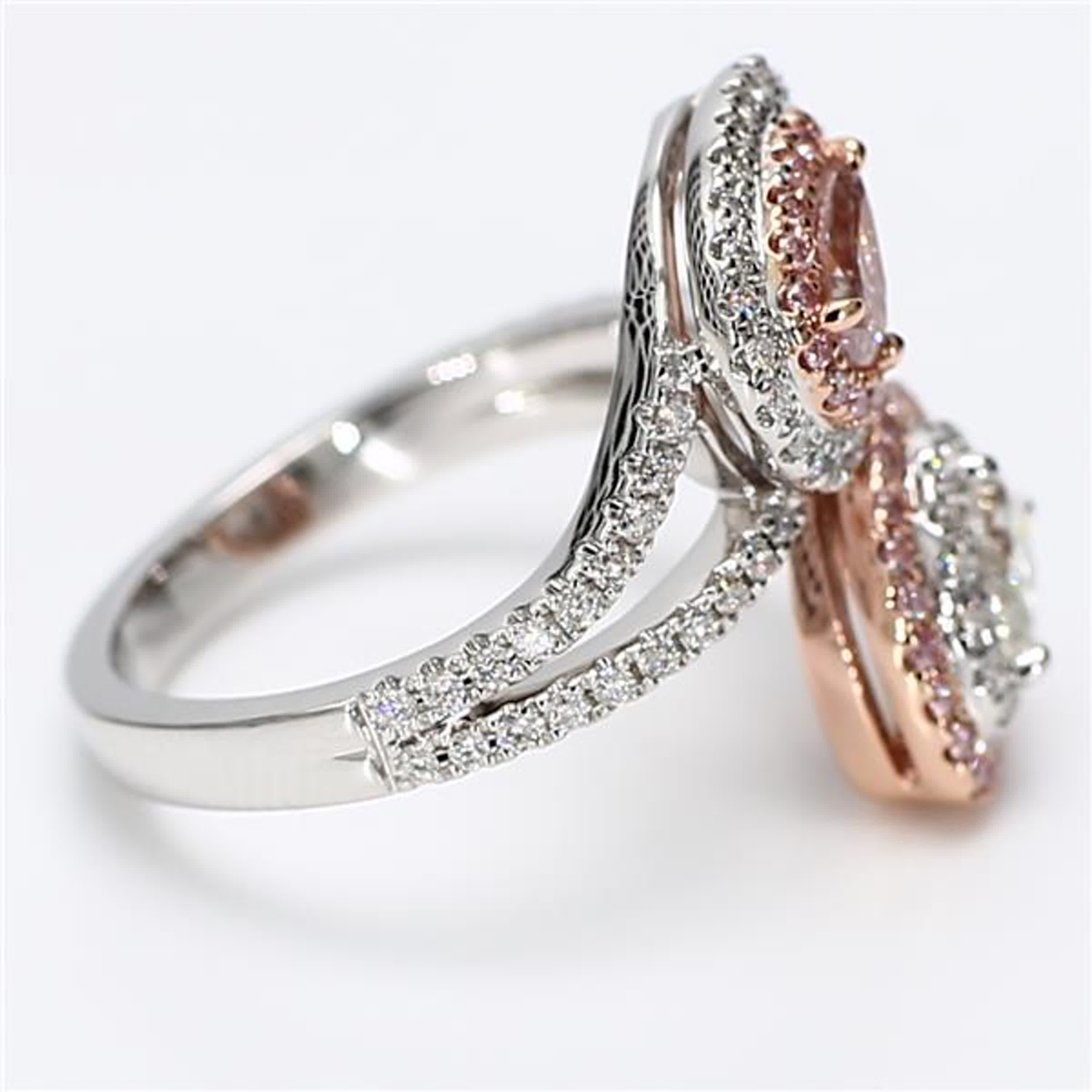 GIA Certified Natural Pink Pear and White Diamond 1.09 Carat TW Rose Gold Ring