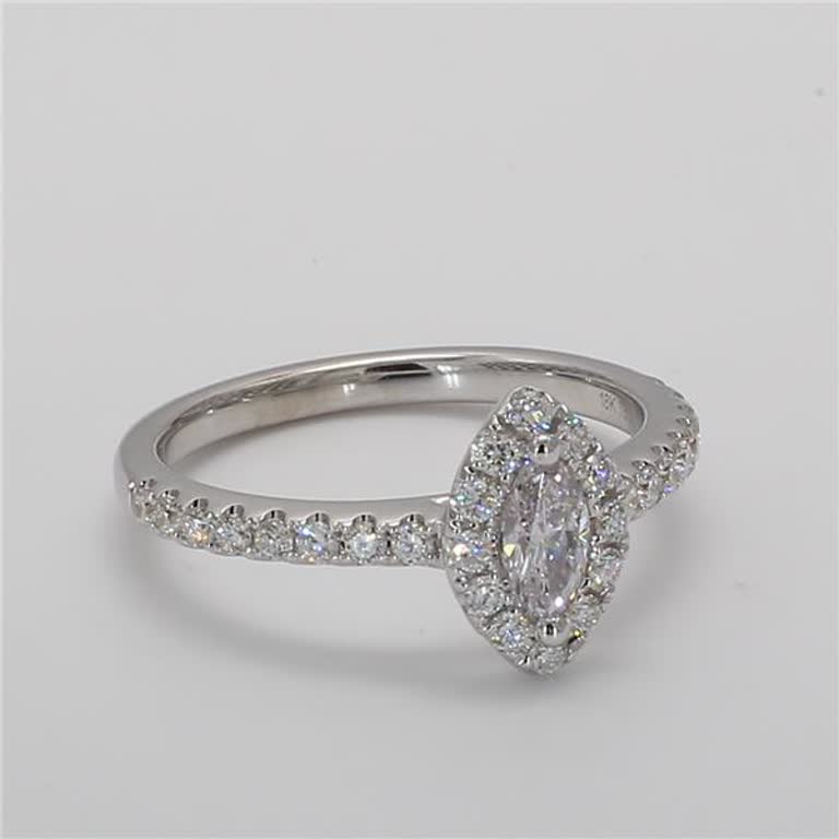 GIA Certified Natural White Marquise Diamond .69 Carat TW White Gold Ring