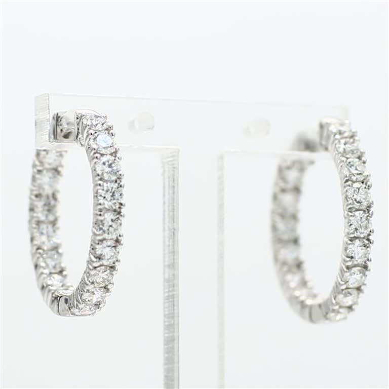Natural White Round Diamond 1.61 Carat TW White Gold Dangle Earrings