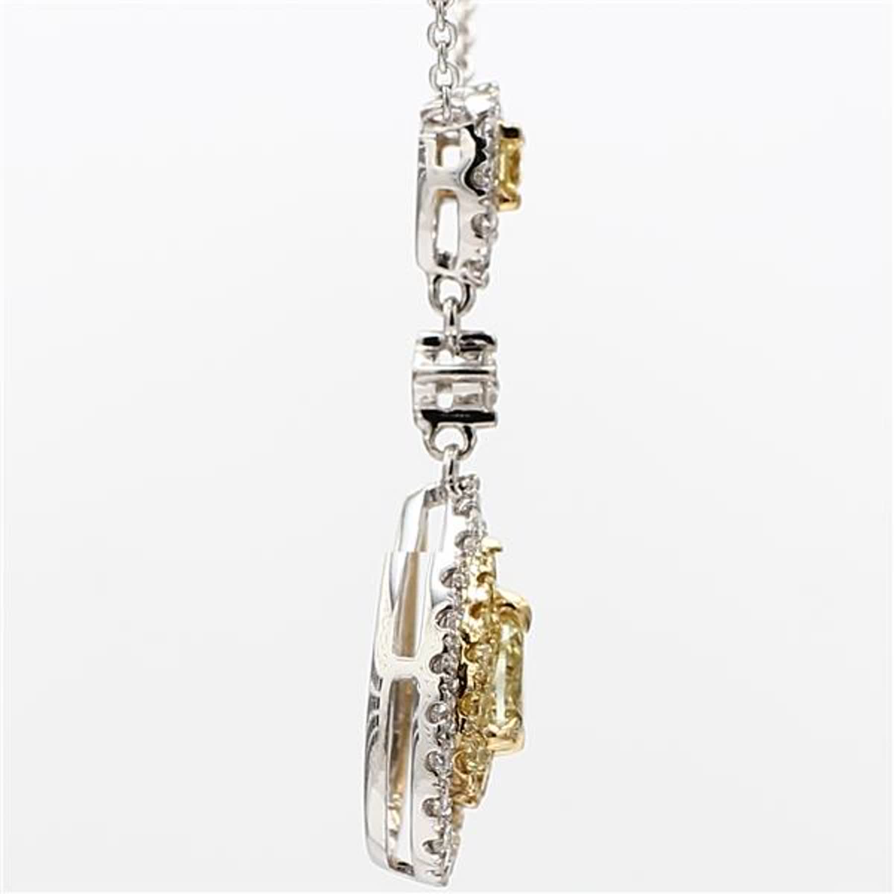 Natural Yellow Pear and White Diamond 1.07 Carat TW Gold Drop Necklace