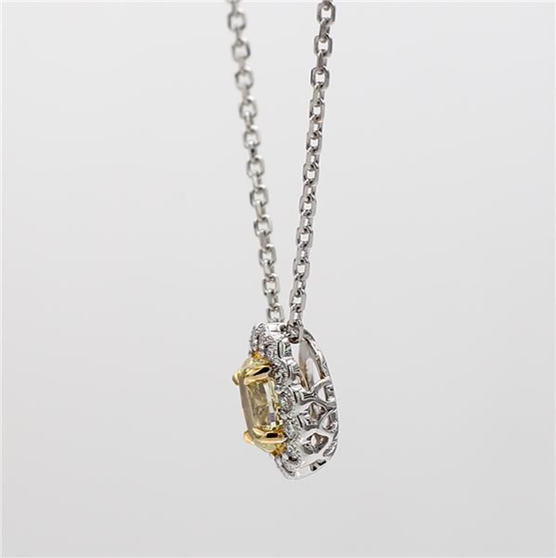 Natural Yellow Oval and White Diamond .90 Carat TW Gold Drop Pendant