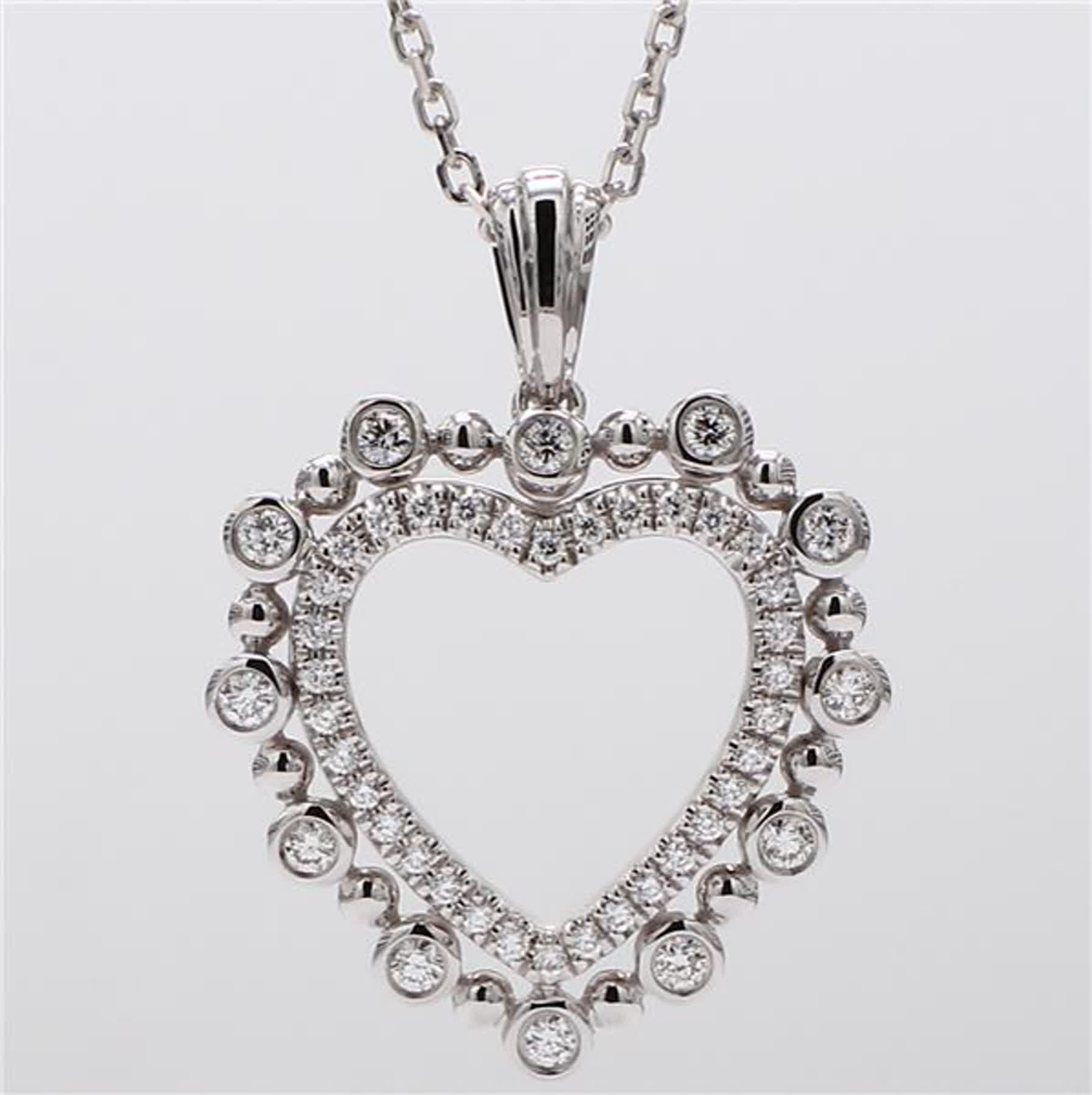 Natural White Round Diamond .38 Carat TW White Gold Heart-Shaped Pendant
